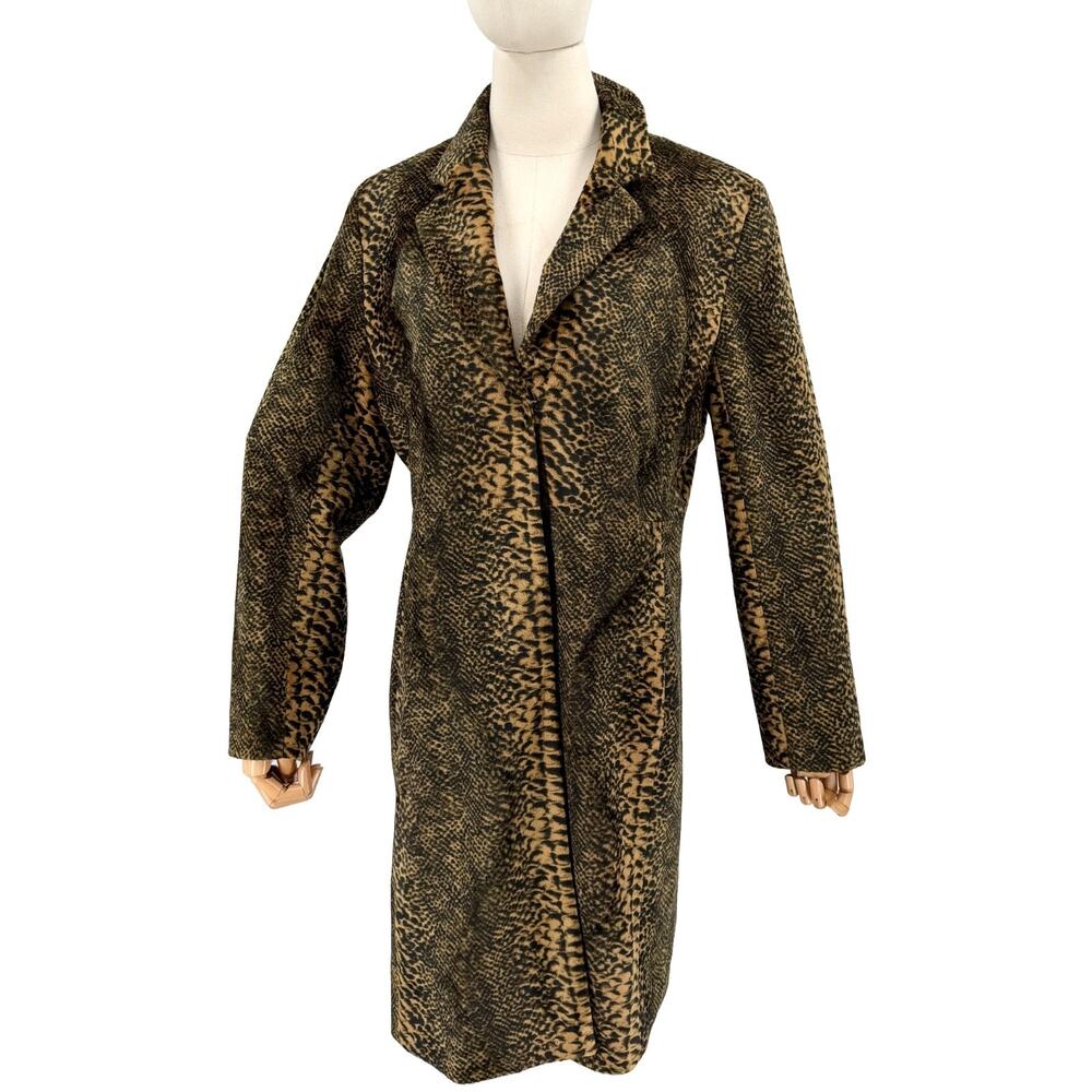 Vintage 90s Mikai Leopard Faux Fur Snake Print Coat